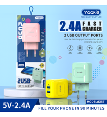 Caricatore USB da muro 2 porte 2.4A Yookie KI57 Yellow con cavo MICRO - Ricarica Fast - USB 5A 2.4A - Giallo alta qualità Caricatore USB da muro 2 porte 2.4A Yookie KI57 Yellow con cavo MICRO - Ricarica Fast - USB 5A 2.4A - Giallo alta qualità