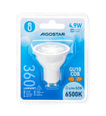 Faretto led GU10 COB 4.9w 360 lumen - 6500K luce fredda bianca - lampadina misura D50xH55mm Equivalenza incandescente: 52W Faretto led GU10 COB 4.9w 360 lumen - 6500K luce fredda bianca - lampadina misura D50xH55mm Equivalenza incandescente: 52W