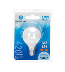 Lampadina Led G45 4.9W attacco E14 420 LUMEN - 6500K Luce fredda bianca D45xH80mm Equivalenza incandescente 37W Aigostar Lampadina Led G45 4.9W attacco E14 420 LUMEN - 6500K Luce fredda bianca D45xH80mm Equivalenza incandescente 37W Aigostar