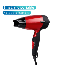 Asciugacapelli da viaggio rosso e nero 1400W - 2 regolazioni di velocità e calore - L135W74H225mm Phon Certificato Aigostar Asciugacapelli da viaggio rosso e nero 1400W - 2 regolazioni di velocità e calore - L135W74H225mm Phon Certificato Aigostar