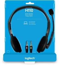 Cuffie Logitech Stereo H110 con microfono per computer 941-000271 cablate Cancellazione Rumore, Doppio Jack Audio da 3.5 mm Cuffie Logitech Stereo H110 con microfono per computer 941-000271 cablate Cancellazione Rumore, Doppio Jack Audio da 3.5 mm