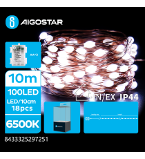 Catena luminosa a batteria 3AA con fili in rame 100 led - 6500K luce fredda 8 modalità illuminazione 10mt IP44 interno/esterno Catena luminosa a batteria 3AA con fili in rame 100 led - 6500K luce fredda 8 modalità illuminazione 10mt IP44 interno/esterno