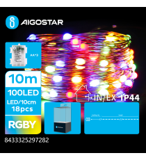 Catena luminosa a batteria 3AA con fili in rame 100 led - RGBY 8 multicolo modalità illuminazione 10mt IP44 interno/esterno Catena luminosa a batteria 3AA con fili in rame 100 led - RGBY 8 multicolo modalità illuminazione 10mt IP44 interno/esterno