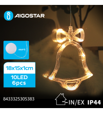 Ciondolo luminoso a batteria 3AAA con ventosa a forma di campana 10 led - 2700K luce calda - misura 18x15x1cm IP44 int/est Ciondolo luminoso a batteria 3AAA con ventosa a forma di campana 10 led - 2700K luce calda - misura 18x15x1cm IP44 int/est