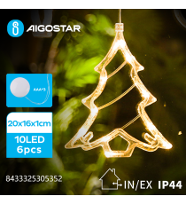Ciondolo luminoso a batteria 3AAA con ventosa a forma di albero natale 1 10 led - 2700K luce calda misura 20x16x1cm IP44 int/est Ciondolo luminoso a batteria 3AAA con ventosa a forma di albero natale 1 10 led - 2700K luce calda misura 20x16x1cm IP44 int/est