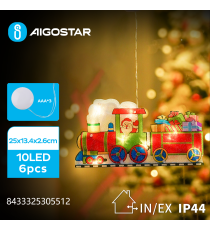 Ciondolo luminoso a batteria 3AAA con ventosa a forma trenino di Natale 9 led - 2700K luce calda 25x13.4x2.6cm IP44 int/est Ciondolo luminoso a batteria 3AAA con ventosa a forma trenino di Natale 9 led - 2700K luce calda 25x13.4x2.6cm IP44 int/est