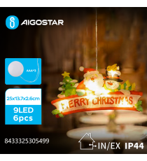 Ciondolo luminoso a batteria 3AAA con ventosa Merry Christmas 9 led - 2700K luce calda 25x13.7x2.6cm IP44 int/est Ciondolo luminoso a batteria 3AAA con ventosa Merry Christmas 9 led - 2700K luce calda 25x13.7x2.6cm IP44 int/est