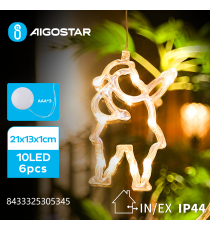 Ciondolo luminoso a batteria 3AAA con ventosa a forma di Babbo Natale 10 led - 2700K luce calda misura 21x13x1cm IP44 int/est Ciondolo luminoso a batteria 3AAA con ventosa a forma di Babbo Natale 10 led - 2700K luce calda misura 21x13x1cm IP44 int/est