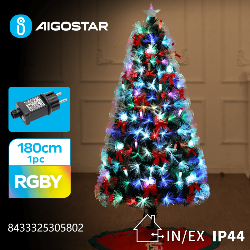 Albero Di Natale In Fibra Ottica 180 Cm Albero di Natale in fibra ottica 180cm 205 led Rgby multicolor -rami