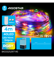 Catena luminosa a batteria con fili in rame 40 led da 4mt - Rgby multicolor - on/off - 4mt IP20 da interno Catena luminosa a batteria con fili in rame 40 led da 4mt - Rgby multicolor - on/off - 4mt IP20 da interno