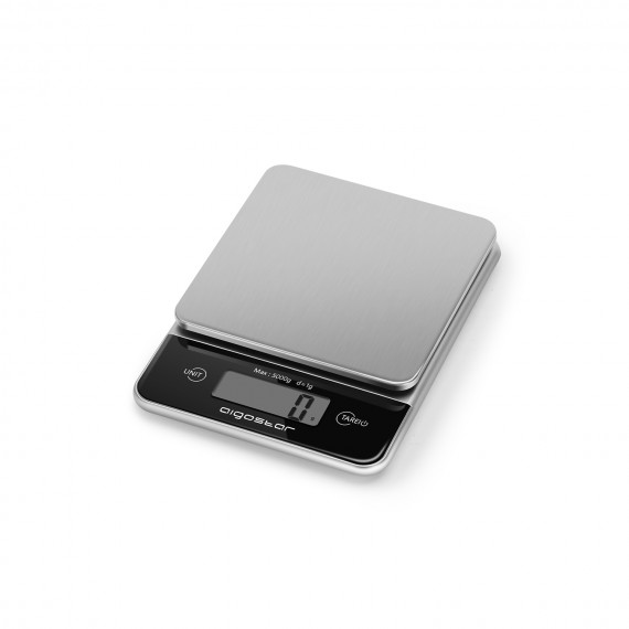 Bilancia da cucina digitale professionale in acciaio fino a 5Kg display lcd  -tasto tara-varie unità di misura -L200W150H25.5mm