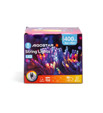 Catena luminosa lampadine a testa piatta 400 led 40mt - Rgby multicolor - 8 giochi di luce - IP44 interno/esterno