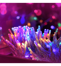 Catena luminosa lampadine a testa piatta 500 led 50mt - Rgby multicolor - 8 giochi di luce - IP44 interno/esterno