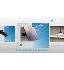 Lampada plafoniera solare led a sospensione 50W 500 lumen 3000K/4000K/6500K calda,fredda,naturale IP65 con telecomando