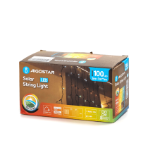 Catena luminosa solare a cascata 100 led 1x1mt - Rgby multicolor - 8 giochi di luce - IP65 da esterno