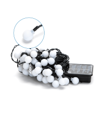 Catena luminosa solare con lampadine a sfera opacizzate 50 led 10mt Rgby multicolor 8 giochi di luce IP65 da esterno Catena luminosa solare con lampadine a sfera opacizzate 50 led 10mt Rgby multicolor 8 giochi di luce IP65 da esterno