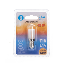 Lampadina Led T18 3.5W E14 300 lumen 3000K luce calda gialla misura L51W18H18mm - ideale per frigo,cappa - luce refrigeratore