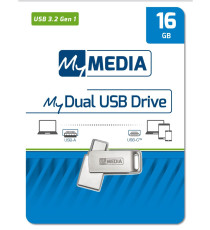 Pendrive dual 16GB USB MyMedia My Dual 3.2 69268 Chiavetta in metallo 2 in 1 - USB Tipo-C e USB Tipo-A USB 3.2 Gen 1 Pendrive dual 16GB USB MyMedia My Dual 3.2 69268 Chiavetta in metallo 2 in 1 - USB Tipo-C e USB Tipo-A USB 3.2 Gen 1