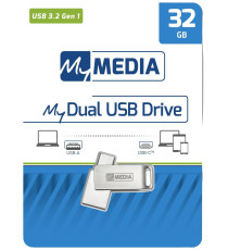 Pendrive dual 32GB USB MyMedia My Dual 3.2 69269 Chiavetta in metallo 2 in 1 - USB Tipo-C e USB Tipo-A USB 3.2 Gen 1 Pendrive dual 32GB USB MyMedia My Dual 3.2 69269 Chiavetta in metallo 2 in 1 - USB Tipo-C e USB Tipo-A USB 3.2 Gen 1