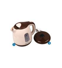 Bollitore elettrico in plastica bianco - 1850-2200W - capacità 1,2 litri - Bpa Free - Protezione in caso di acqua insufficiente