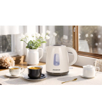 Bollitore elettrico in plastica bianco - 1850-2200W - capacità 1,2 litri - Bpa Free - Protezione in caso di acqua insufficiente