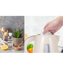 Bollitore elettrico in plastica bianco - 1850-2200W - capacità 1,2 litri - Bpa Free - Protezione in caso di acqua insufficiente