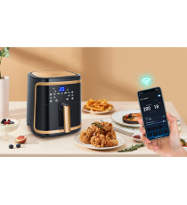Friggitrice ad aria 7 litri - WI-FI SMART- 1900W - Touch screen led - in acciaio inox - timer e controllo temperatura Aigostar