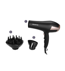 Asciugacapelli agli ioni nero e rosa 2000-2400W - phon 2 velocità e 3 regolazioni di calore L249xW99xH286mm certificato Aigostar Asciugacapelli agli ioni nero e rosa 2000-2400W - phon 2 velocità e 3 regolazioni di calore L249xW99xH286mm certificato Aigostar
