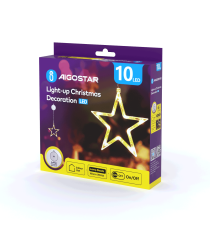 Ciondolo luminoso a batteria 3AAA con ventosa a forma di stella 10 led - 2700K luce calda misura 19x18x1cm IP44 int/est Ciondolo luminoso a batteria 3AAA con ventosa a forma di stella 10 led - 2700K luce calda misura 19x18x1cm IP44 int/est
