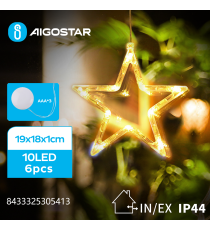 Ciondolo luminoso a batteria 3AAA con ventosa a forma di stella 10 led - 2700K luce calda misura 19x18x1cm IP44 int/est Ciondolo luminoso a batteria 3AAA con ventosa a forma di stella 10 led - 2700K luce calda misura 19x18x1cm IP44 int/est