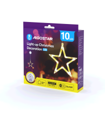 Ciondolo luminoso a batteria 3AAA con ventosa a forma di stella 10 led - 2700K luce calda misura 19x18x1cm IP44 int/est Ciondolo luminoso a batteria 3AAA con ventosa a forma di stella 10 led - 2700K luce calda misura 19x18x1cm IP44 int/est