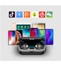 Coppia auricolari F9 black generico nero con display led Earphone Bluetooth V5.2 WI-FI cuffie TWS alta qualità iOS ANDROID Coppia auricolari F9 black generico nero con display led Earphone Bluetooth V5.2 WI-FI cuffie TWS alta qualità iOS ANDROID