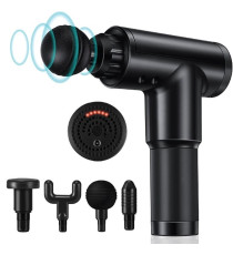 Pistola massaggiante FH-320 nera per massaggio muscolare - 6 velocità da da 1200 a 3300 Giri/Min 4 teste di massaggio differenti Pistola massaggiante FH-320 nera per massaggio muscolare - 6 velocità da da 1200 a 3300 Giri/Min 4 teste di massaggio differenti