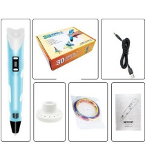 Penna 3D per disegni tridimensionali - Penna per stampa stereoscopica 3D blu + filamento PE12 con alimentatore - 3D PEN Penna 3D per disegni tridimensionali - Penna per stampa stereoscopica 3D blu + filamento PE12 con alimentatore - 3D PEN