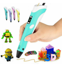 Penna 3D per disegni tridimensionali - Penna per stampa stereoscopica 3D blu + filamento PE12 con alimentatore - 3D PEN Penna 3D per disegni tridimensionali - Penna per stampa stereoscopica 3D blu + filamento PE12 con alimentatore - 3D PEN