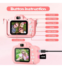 Fotocamera digitale dog X5 pink per bambini - Risoluzione video 1920x1080 foto: 3264x2448 - 20MP schermo 2" doppia lente Fotocamera digitale dog X5 pink per bambini - Risoluzione video 1920x1080 foto: 3264x2448 - 20MP schermo 2" doppia lente