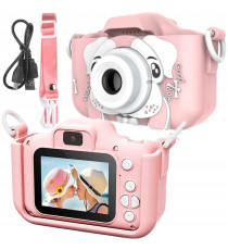 Fotocamera digitale dog X5 pink per bambini - Risoluzione video 1920x1080 foto: 3264x2448 - 20MP schermo 2" doppia lente Fotocamera digitale dog X5 pink per bambini - Risoluzione video 1920x1080 foto: 3264x2448 - 20MP schermo 2" doppia lente