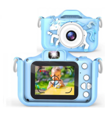 Fotocamera digitale unicorno X5 blu per bambini  - Risoluzione video 1920x1080 foto: 3264x2448 - 20MP schermo 2" doppia lente Fotocamera digitale unicorno X5 blu per bambini  - Risoluzione video 1920x1080 foto: 3264x2448 - 20MP schermo 2" doppia lente
