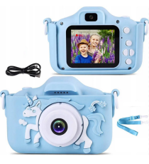 Fotocamera digitale unicorno X5 blu per bambini  - Risoluzione video 1920x1080 foto: 3264x2448 - 20MP schermo 2" doppia lente Fotocamera digitale unicorno X5 blu per bambini  - Risoluzione video 1920x1080 foto: 3264x2448 - 20MP schermo 2" doppia lente