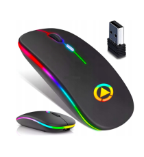 Mouse wireless professionale MR12 nero con luci RGB - ergonomico ottico 4 tasti - wifi 2,4g e Bluetooth 5.0 - dpi 1600 10mt Mouse wireless professionale MR12 nero con luci RGB - ergonomico ottico 4 tasti - wifi 2,4g e Bluetooth 5.0 - dpi 1600 10mt