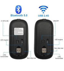 Mouse wireless professionale MR12 nero con luci RGB - ergonomico ottico 4 tasti - wifi 2,4g e Bluetooth 5.0 - dpi 1600 10mt Mouse wireless professionale MR12 nero con luci RGB - ergonomico ottico 4 tasti - wifi 2,4g e Bluetooth 5.0 - dpi 1600 10mt