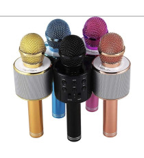 Microfono Wireless gold WS-858 Altoparlante Cassa Integrata Bluetooth Portatile Karaoke in metallo - dimensioni 20x7x7cm Microfono Wireless gold WS-858 Altoparlante Cassa Integrata Bluetooth Portatile Karaoke in metallo - dimensioni 20x7x7cm