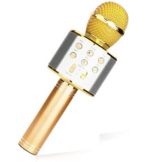 Microfono Wireless gold WS-858 Altoparlante Cassa Integrata Bluetooth Portatile Karaoke in metallo - dimensioni 20x7x7cm Microfono Wireless gold WS-858 Altoparlante Cassa Integrata Bluetooth Portatile Karaoke in metallo - dimensioni 20x7x7cm