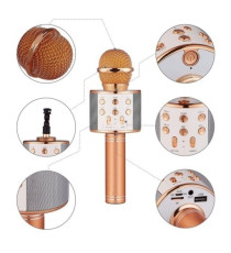Microfono Wireless rose gold WS-858 Altoparlante Cassa Integrata Bluetooth Portatile Karaoke in metallo - dimensioni 20x7x7cm Microfono Wireless rose gold WS-858 Altoparlante Cassa Integrata Bluetooth Portatile Karaoke in metallo - dimensioni 20x7x7cm