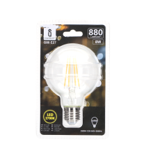 Lampadina Led filamento G80 globo 8W attacco E27 880 lumen 2700K luce calda D80H120mm CRI 80+ equivale a 64W incandescenza Lampadina Led filamento G80 globo 8W attacco E27 880 lumen 2700K luce calda D80H120mm CRI 80+ equivale a 64W incandescenza