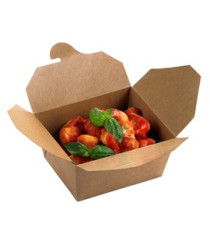 Contenitori rettangolari da asporto - 13 x 9 x 6,4 cm - carta kraft/PE - avana - Leone - conf. 50 pezzi Contenitori rettangolari da asporto - 13 x 9 x 6,4 cm - carta kraft/PE - avana - Leone - conf. 50 pezzi