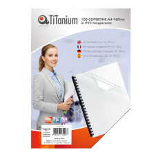 Copertine rilegatura - A4 - 180 micron - PVC - neutro trasparente - Titanium - scatola 100 pezzi
