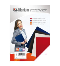 Copertine rilegatura - A4 - 230 gr - cartoncino goffrato - blu - Titanium - scatola 100 pezzi Copertine rilegatura - A4 - 230 gr - cartoncino goffrato - blu - Titanium - scatola 100 pezzi