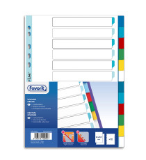 Divisori Neutri a 12  tacche - PP - A4 - colori assortiti - Favorit Divisori Neutri a 12  tacche - PP - A4 - colori assortiti - Favorit