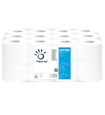 Asciugamani in rotolo Centrefeed - Mini - 2 veli - diametro 14,5 cm - 17 gr - 22 cm x 69 mt - bianco - Papernet